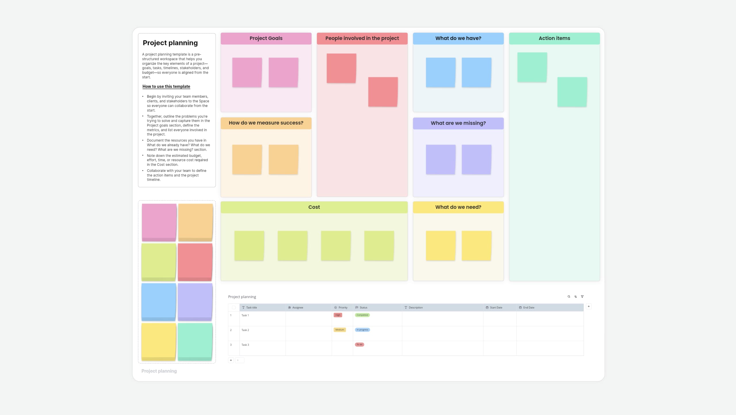 Project planning template