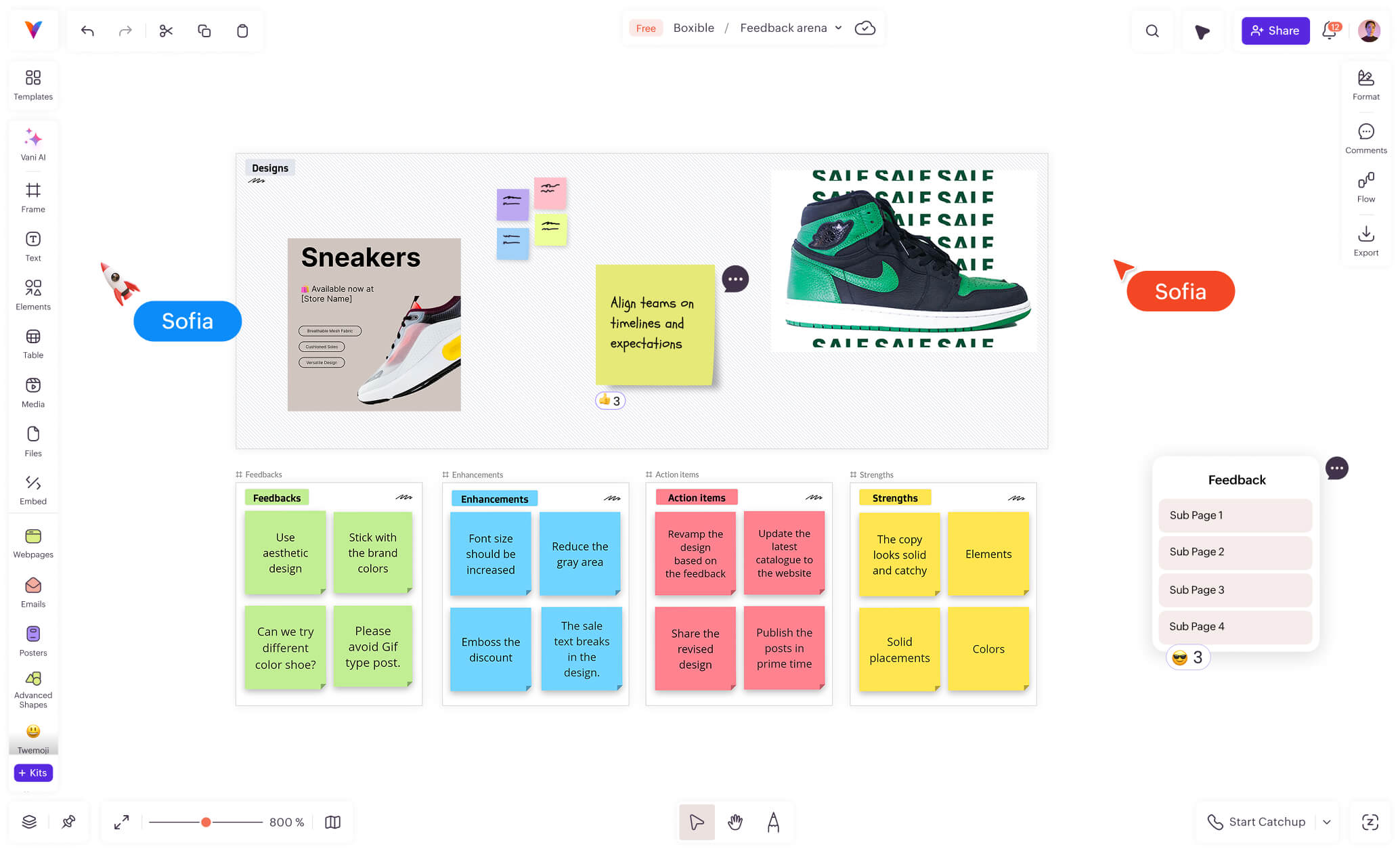 Team runs a design critique session in Vani