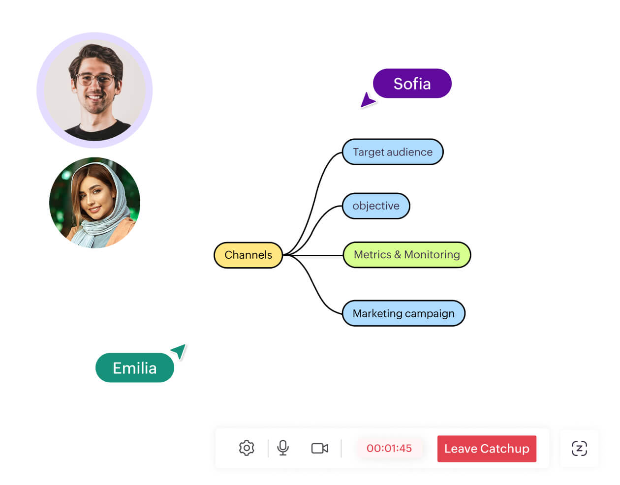 Video meeting inside the canvas