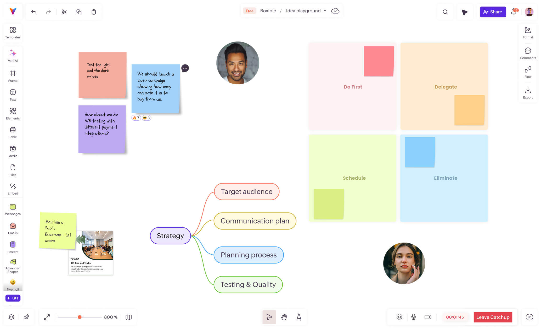 Visual priority matrix with tasks grouped by importance and urgency in Vani