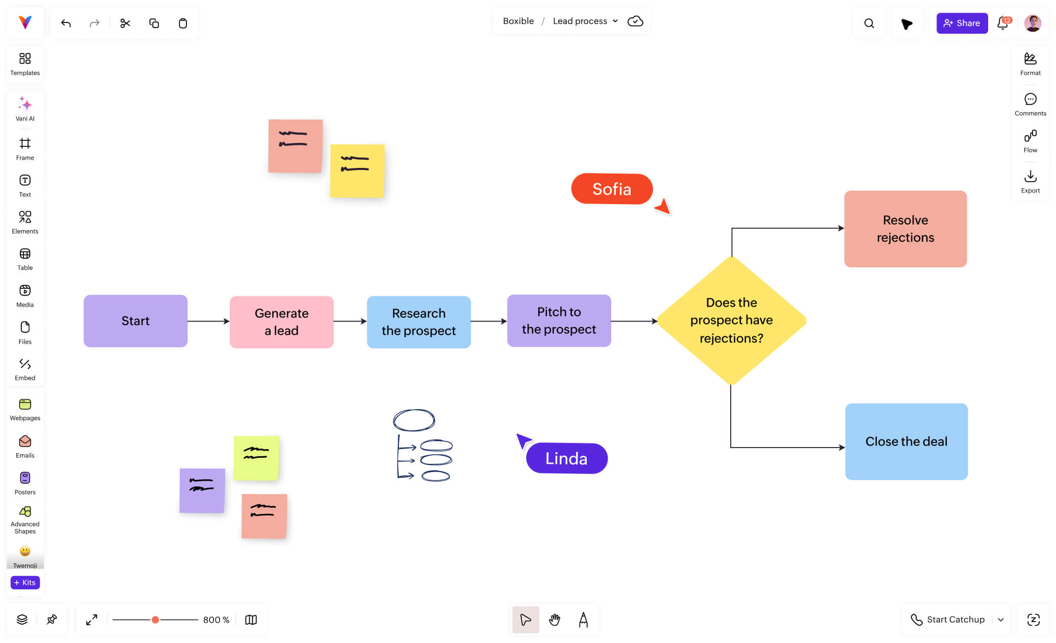Process mapping on Vani's infinite canvas