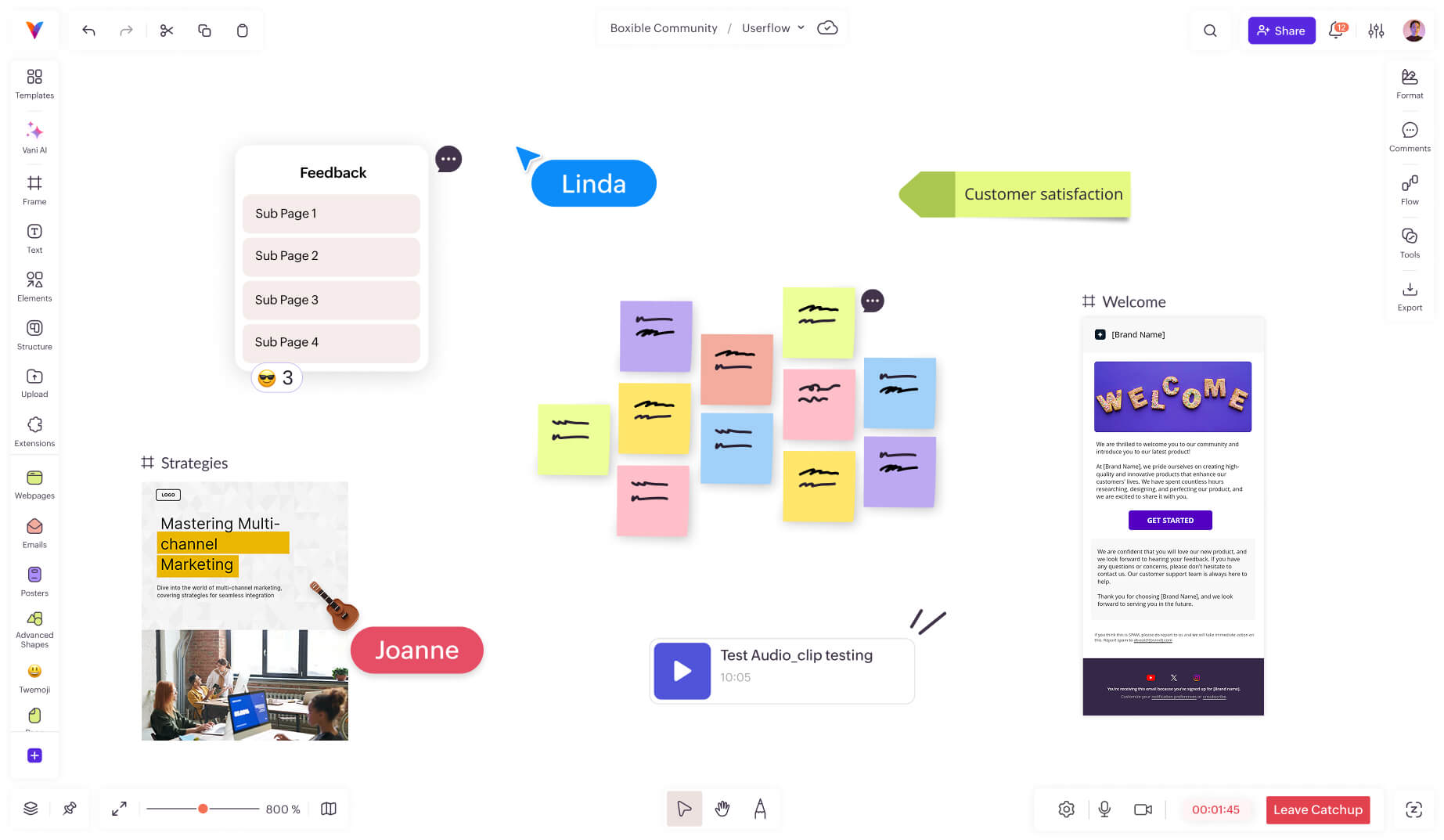 Zusammenarbeit im Team f&uuml;r ein Catchup zur Bearbeitung des Webpage-Designs auf dem Vani Whiteboard.